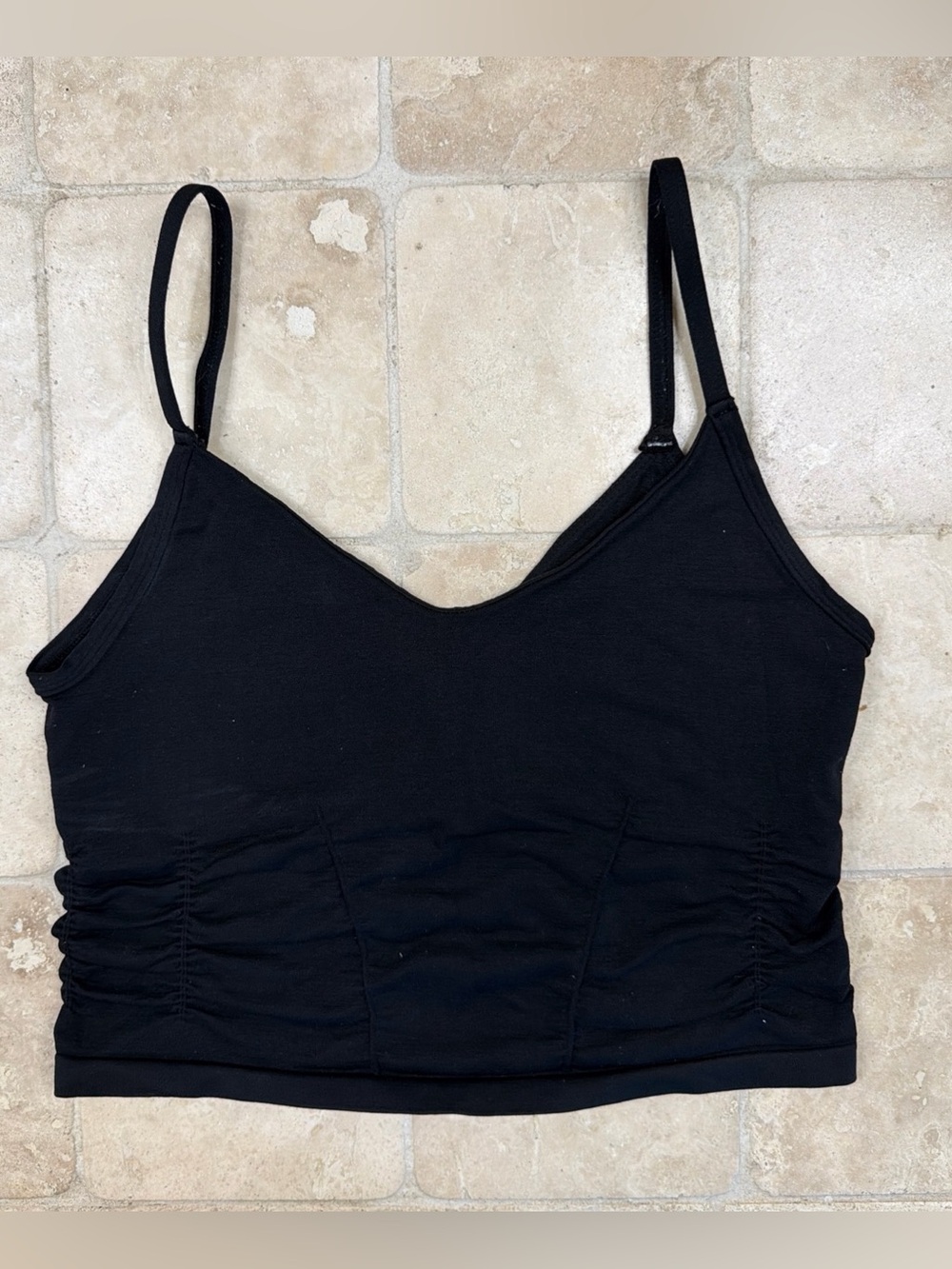 Free People FP Movement Black Cropped V-Neck Stretch Tank Top Women’s M/L